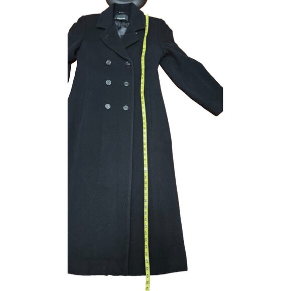 Jones New York Women’s Wool Blend Long Coat Black Double Breasted Belted Back 4 - Picture 12 of 15